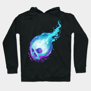 Spirit Skull With Blue Flames For Halloween Hoodie